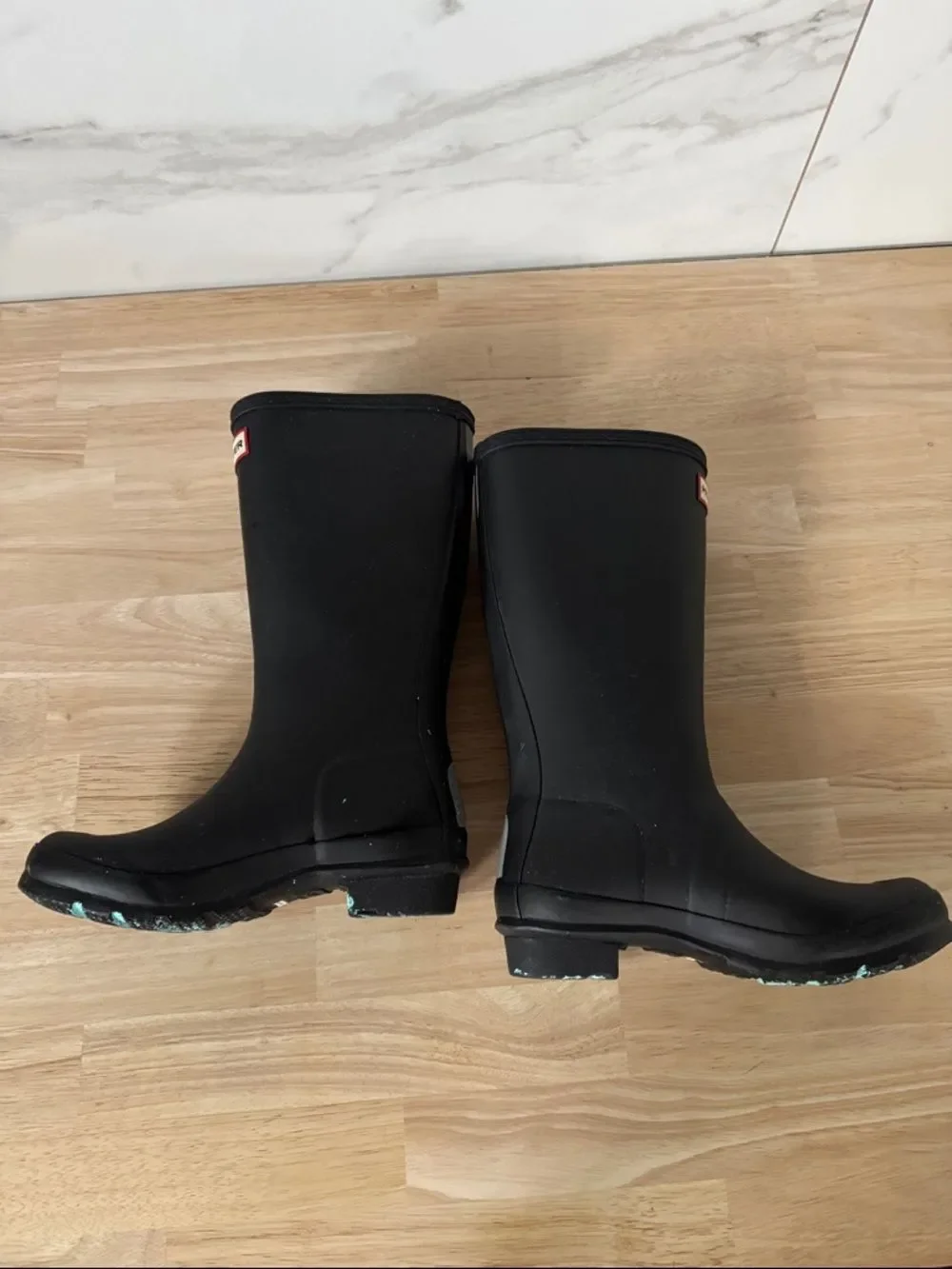 Hunter Matte Black Knee-High Rubber Boots with Logo